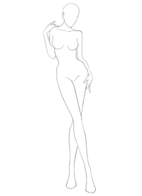 a line drawing of a woman in a bikini