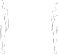 two mannequins standing side by side on a black background